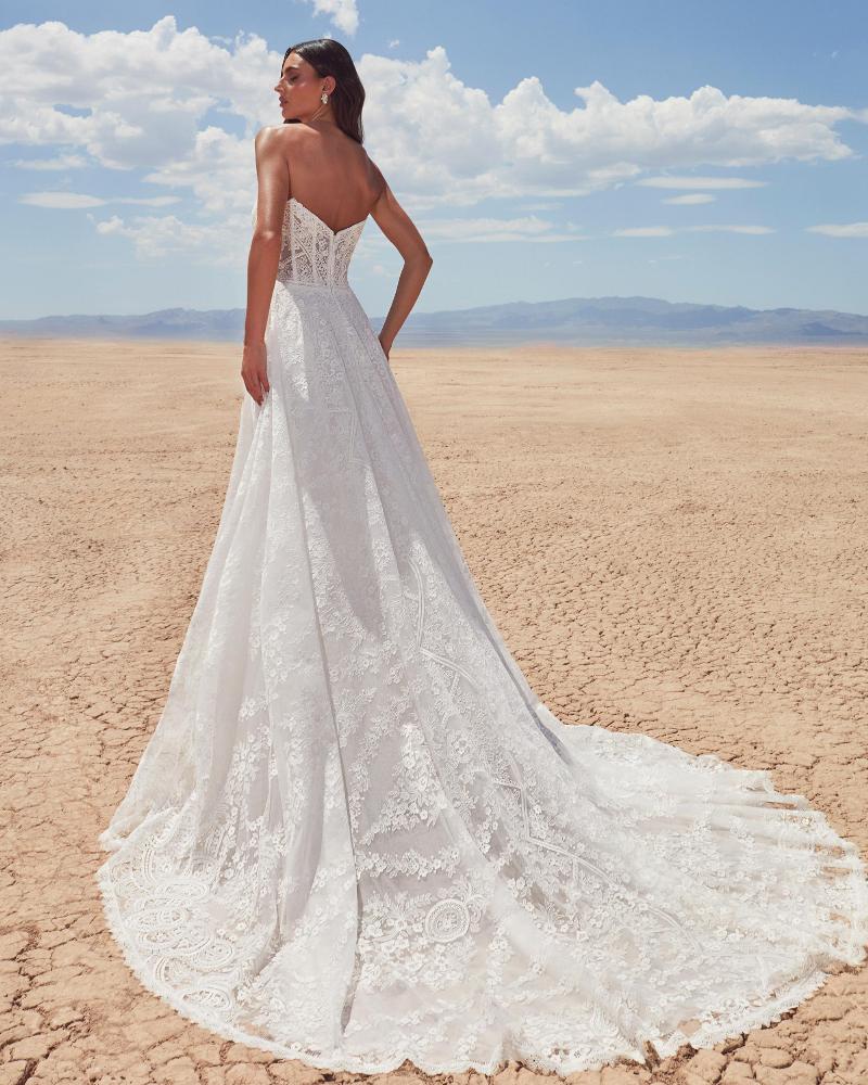 Lp2418 boho lace wedding dress with sleeves or strapless sweetheart neckline5